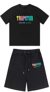 MENS TRAPSTAR T-shirt Trapstar Tracksuit Capstar Shorts Shorts Sleeve Imprimed CHENILLE Tracksuit Black Cotton London Streetwear S-2xl 680