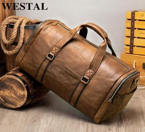 Sac de voyage pour hommes authentique en cuir duffle pendant la nuit des bagages de week-end vingate Business7004418