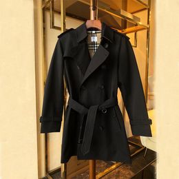Trench-Coat Homme Burb Veste Designer Tunique Courte Classique Ceintures Revers Coupe-Vent Coupe-Vent Coupe-Vent Coupe-Vent Homme Noir et Kaki