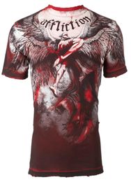 Mens Camiseta Aflicción para hombres SS Camiseta Upward Angel Wings Red Stain Biker VTG Gym Tops S3XL3520233