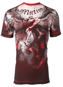 Heren T -shirt Affliction Mens SS T -shirt opwaartse engelvleugels Red Stain Biker VTG Gym Tops S3XL3520233