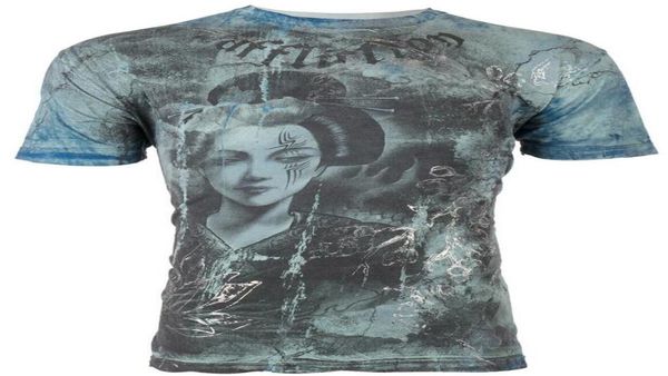 Mens Tshirt Affliction Mens Tshirt Geisha Stare Tattoo Motorcycle Biker MMA Jeans Gym Tops S3XL4932240