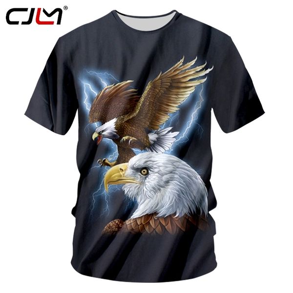 Camiseta para hombre Negro Harajuku Cool Print Eagle 3D Camiseta Hombre Hiphop Streetwear Punk Manga corta Cuello redondo Camisetas 220623