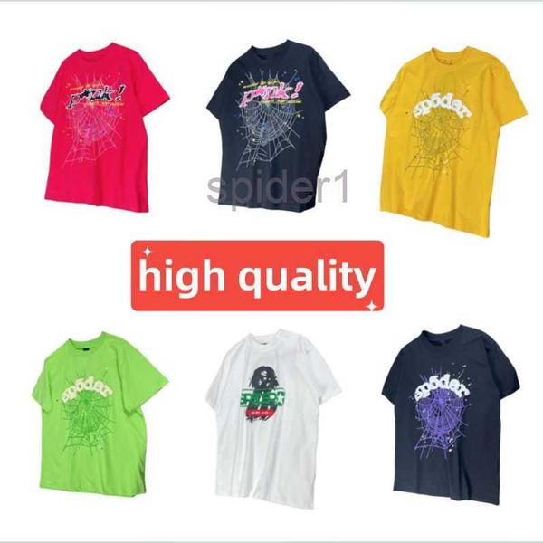 Hommes Tshirt Designer Chemise Graphique Tee Hommes t Rose Jeune Thug Sp5der 555555 Mans Femmes Qualité Moussant Impression Spider Web Modèle Mode Top T-shirts Taille xl 6M57