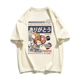 Camiseta para hombre Magikarp impreso Summer de manga corta Summer Kanji Kanji Funny Fish Street Camiseta de gran tamaño ropa 240411