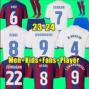 Heren T -shirt Pedien Jerseys Lewandowski Gavi 23 24 Kit Ansu Fati Barcelonas Ferran Raphinha F. de Jong Gundogan Camiseta de Futbol Footbol Kids Kits Uniform