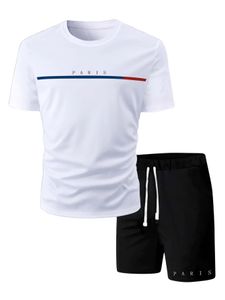 Ensemble t-shirt pour hommes, haut et Short à manches courtes, en coton ample, 240227