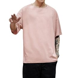 Hommes T-shirts 100% pur coton été solide t-shirt super fin cinq pièces demi manches courtes décontracté rue vêtements haut grade 230720