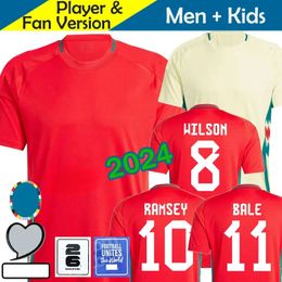 Heren T -shirts 202425 Wales voetbaljerseys T -shirt Bale Wilson Allen Ramsey World National Team Cup Rodon Vokes Home voetbalshirt Korte mouw Volwassen uniformen Fans Pla