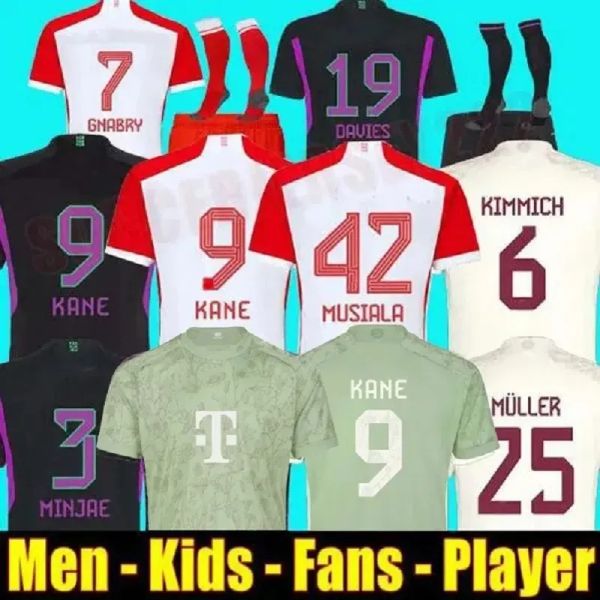 Tshirts masculins 23 24 Bayern T-shirt Munich Soccer Jersey de Ligt Sane 2023 2024 Champe de football Hernandez Goretzka Gnabry Camisa de Futebol Top Thailand Men Kids Kits KIMM