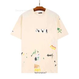 T-shirts pour hommes 23ss Gal Lavin Designer T-shirt Casual Homme Femmes Tees peints à la main Encre Splash Graffiti Lettres Lâche Manches courtes Col rond Vêtements Sxl 6v1s Deli