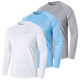 Heren T -shirts 3 Pack lange mouw UPF 50 Rash Guards Duiken UV Bescherming Lichtgewicht T -shirt Loose Fit Zwemmen Snel drogen Surfen 230811