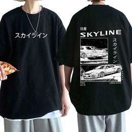 T-shirts pour hommes Anime Drift AE86 Initial D T-shirt double face Oneck Manches courtes Été Casual Unisexe R34 Skyline GTR JDM Manga T-shirts 230323