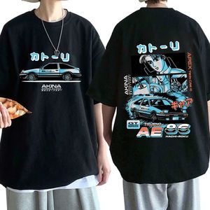 Camisetas para hombre Anime Drift AE86 Initial D Camiseta de doble cara ONeck Manga corta Verano Casual Unisex R34 Skyline GTR JDM Manga 230420