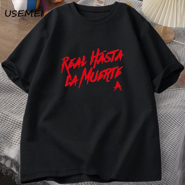Camisetas para hombre Anuel AA Real Hasta La Muerte, camisetas de algodón de manga corta para hombre, camisetas gráficas de verano, camiseta de gran tamaño, ropa de calle 230620