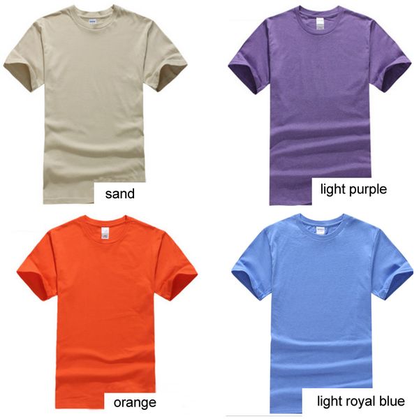 Camisetas para hombres Candy Color Algodón redondo Campo 180G Camisa de la camisa de manga corta Soporte sólido Impresión de su costo adicional Tamaño del euro verdadero