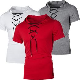 Heren T -shirts Casual kantup T -shirt Hooded Summer Streetwear Oversized T Shirts 230322