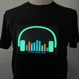 Heren T -shirts Kerstfeest DJ Equalizer Display Luminous Music Light Up gloeiende LED T -shirt 230330