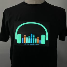 Heren T -shirts Kerstfeest DJ Equalizer Display Luminous Music Light Up gloeiende LED T -shirt 230404