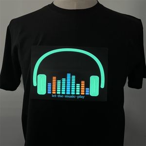 T-shirts pour hommes fête de noël Dj égaliseur affichage musique lumineuse éclairer Led lumineuse t-shirt 230428