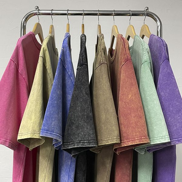 T-shirts pour hommes Design Batik T-shirts lavés à l'acide Hommes T-shirts à manches courtes Streetwear Été Homme T-shirt surdimensionné Tissu lourd Coton Tops 230516