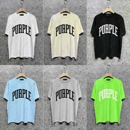 Heren T-shirts Designer Men Purple Brand Luxe T-shirt Europa en de Verenigde Staten High Street Fashion Style Letters Print Round Neck Round Neck Summer T-shirt met korte mouwen afdrukken