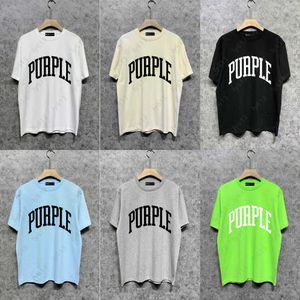 Mens Tshirts Designer Men Purple Brand Tshirt Luxury Europe et les États-Unis High Street Style Letters Imprimé à manches courtes à manches