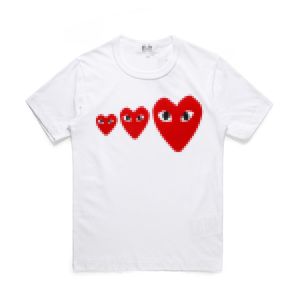 Heren T -shirts Designer Tee Womens Com des Garcons CDG Big Heart Play T -shirt Invader Artist Edition White Brand New