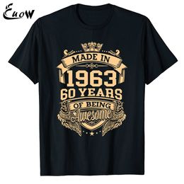 T-shirts pour hommes Euow unisexe 100% coton fabriqué en 1963 60 ans d'être génial 60e anniversaire Vintage hommes vêtements t-shirt décontracté luxe t-shirt hauts 230324