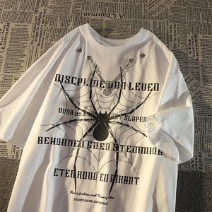 T-shirts pour hommes Collier européen et américain Cool Spider Lettre T-shirt Hommes Femmes Ins Summer Chemise à manches courtes en vrac pour les vêtements d'amoureux 230422