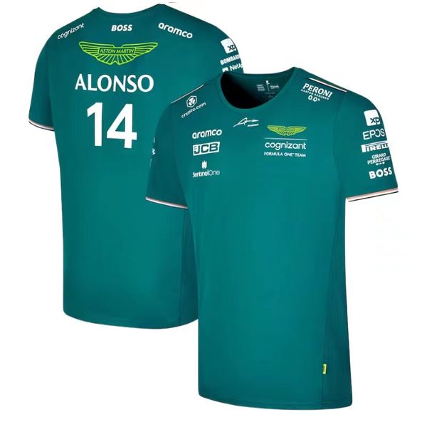 Camisetas para hombre Moda Camisetas del equipo Aston Martin Piloto de carreras español Fernando Alonso 14 y PASEO 18 Polos de gran tamaño XS-5XL