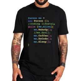 Herren-T-Shirts, lustiges Programmierer-T-Shirt, JavaScript-Codierung, Computer-Code, Geek-Geschenk, kurzärmelig, 100 % Baumwolle, Unisex, O-Ausschnitt, lässiges T-Shirt, EU-Größe 230404