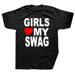 Camisetas para hombre NIÑAS AMAN MI SWAG Divertido Vintage Algodón Verano Novedad Streetwear Camiseta Mujer Casual Tamaño UE Top Tee 230324