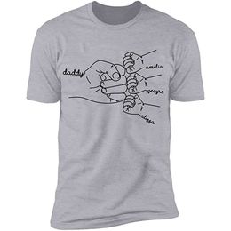 T-shirts pour hommes dessinés à la main papa enfant poing bosse fête des pères papa personnalisé t-shirt grand-père graphique drôle mignon T 230511