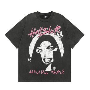 Camisetas para hombre Hellstar camiseta diseñador camisetas camiseta gráfica ropa ropa de todo partido hipster tela lavada Graffiti callejero Letras estampado de aluminio Vintag PQC2