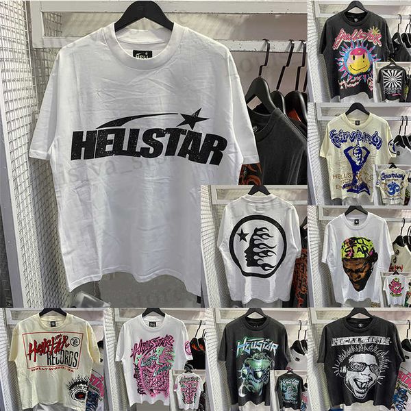 Camisetas para hombres Tisas Hellstar T Shirts Diseñador T COMAS GRÁFICO T Clothing Ropa Hipster Fabricación lavada Strt Graffiti Letra Foil estampado Vintage Negro suelto US SI SI