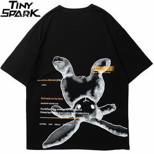 T-shirts pour hommes Hip Hop Street Clothing Tshirt Mens Cute Rabbit Letter Printed Tshirt Original Suu Cotton Spring Summer Short Sleeve Top Black Tshirt 230408