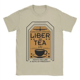 Tshirts pour hommes Liber Tea Helldivers Game Vintage Cotton Tees Sleeve Super Earth T-shirt O Col Tops Original 240523