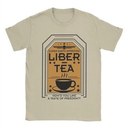 Tshirts pour hommes Liber Tea Helldivers Game Vintage Cotton Tees Short Sleeve Super Earth T-shirt O Tops Neck Original 240524