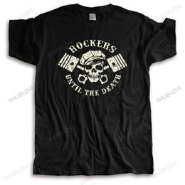 Camisetas para hombre Camiseta de algodón para hombre ROCKERS Hasta la muerte RocknRoll Rockabilly 50s Vintage Motocicleta Tops sueltos para él camiseta de talla grande 230330