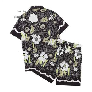 Camisetas para hombre Diseñador de hombres Conjunto de camisetas con botones Estampado de un solo pecho para hombre Hawaii Floral Casual Amri Miri Amis S Camisas y camisas cortas de seda sueltas para mujer Camisetas 6529