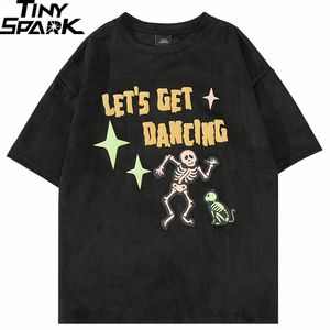 T-shirts pour hommes Hommes Streetwear T-shirt Drôle Danse Squelette Crâne Graphique T-shirt Été Harajuku Tshirt Hip Hop Tops Tees Coton Noir 230413