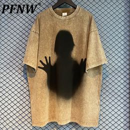 T-shirts voor heren PFNW lente zomer chique sneeuwvlok virtuele figuur afdrukken tshirt trendy streetwear tops cool anime baggy tees 12A8452 230518