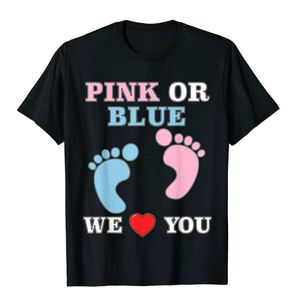 Heren t -shirts roze of blauw we houden van je hart baby shower gender onthulling t -shirt tops tees mode zomer katoen jonge t shirts 230406