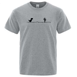 Tshirts pour hommes imprimées dinosaures cactus drôle tops coton d'été Tshirt pour hommes décontractés oneck tee-shirts streetwear basic top 240418