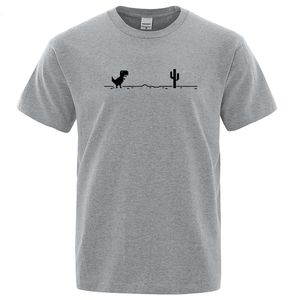 Heren T -shirts Gedrukte dinosauruscactus Grappige tops Zomer katoenen t -shirt voor mannen Casual oneck tee shirts streetwear basic top 240418