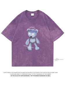 Mens TShirts Privathinker 260GSM Bear Tie Dye Tshirt Vintage Haute Qualité T Shirt Baggy Streetwear Acid Washed Top TShirt Tees 230620