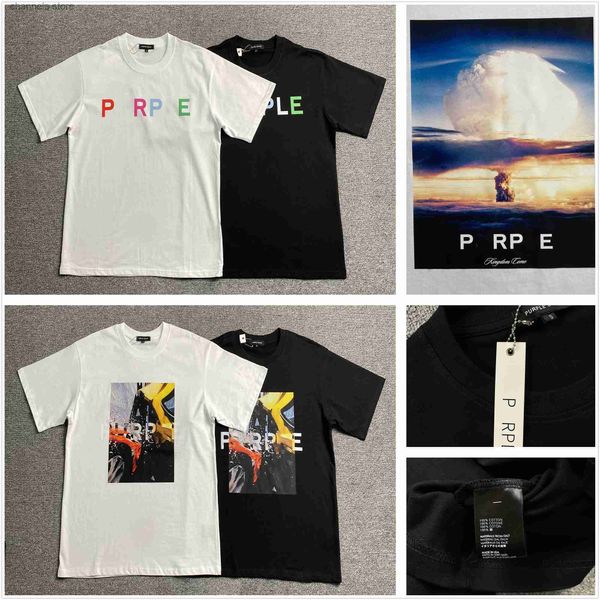 T-shirts pour hommes chemise violette t-shirt pour hommes t-shirt graphique chemises de créateurs vêtements coton graffiti mal amusant couleur impression croquis peinture à l'huile motif street graffiti coupe ample