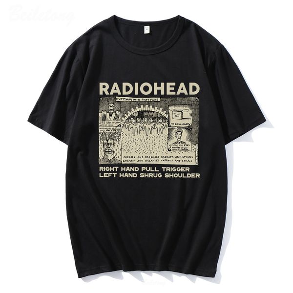 T-shirts pour hommes Radiohead T-shirt Hommes Funny Retro Prints Tops respirants lâches 100% coton T-shirts unisexe Indie Rock Band Music Tees mâles 230710