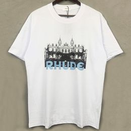 T-shirts pour hommes Rhude Tshirt Château Cocotier Windowsill Scenic Casual Lâche Respirant T-shirt à manches courtes Hommes Femmes Couples Top Tee dp
